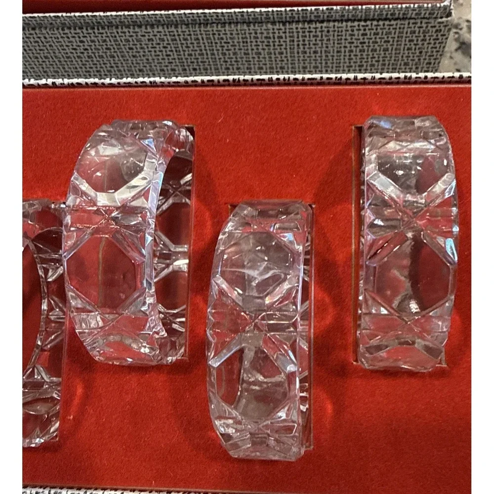Vintage Lead Crystal Napkin Rings - Box Set of 12- Made in West Germany